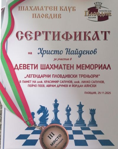ДЕВЕТИ ШАХМАТЕН МЕМОРИАЛ „Легендарни пловдивски треньори” 2